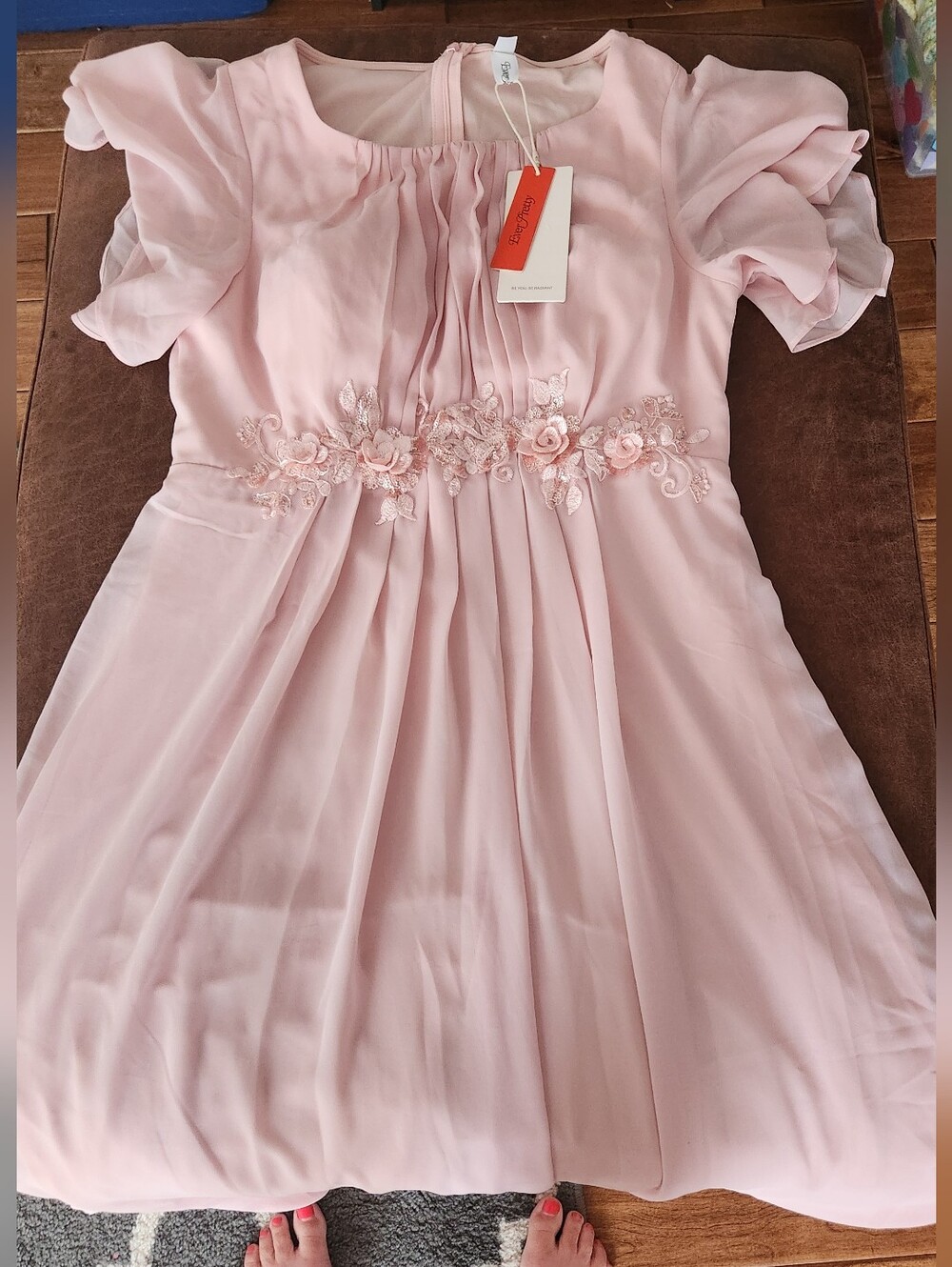 Ever Pretty Ruffle Sleeve A-Line Chiffon Applique Maxi Formal Evening Dress